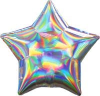 18 inch iridescent silver star foil balloon