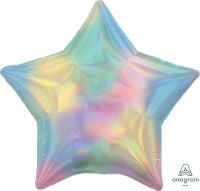 18 inch iridescent pastel rainbow star foil balloon