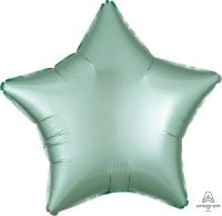 18 inch Satin Luxe mint green star foil balloon