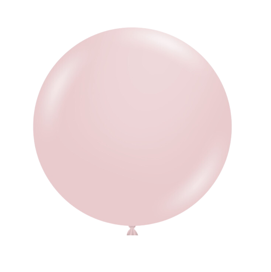 Single light pink balloon on a white background