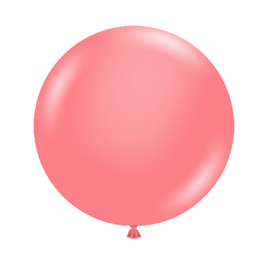 Single Coral pink balloon on a white background