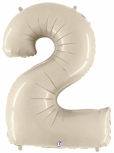 (Uninflated) Sand White Foil Numbers 34" (Betallic)