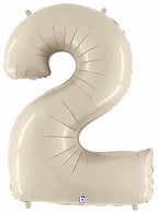 (Uninflated) Sand White Foil Numbers 34" (Betallic)