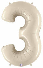 (Uninflated) Sand White Foil Numbers 34" (Betallic)