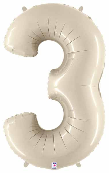 (Uninflated) Sand White Foil Numbers 34" (Betallic)