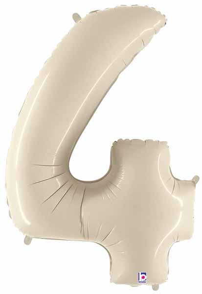 (Uninflated) Sand White Foil Numbers 34" (Betallic)