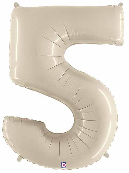 (Uninflated) Sand White Foil Numbers 34" (Betallic)