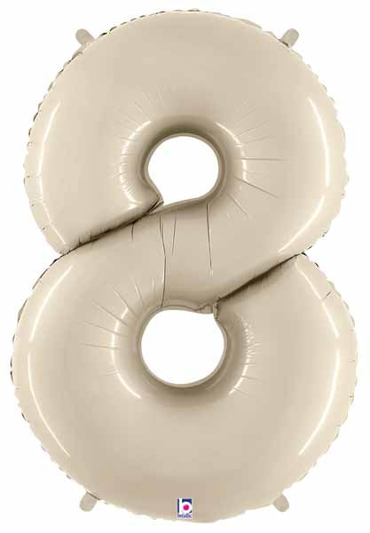 (Uninflated) Sand White Foil Numbers 34" (Betallic)