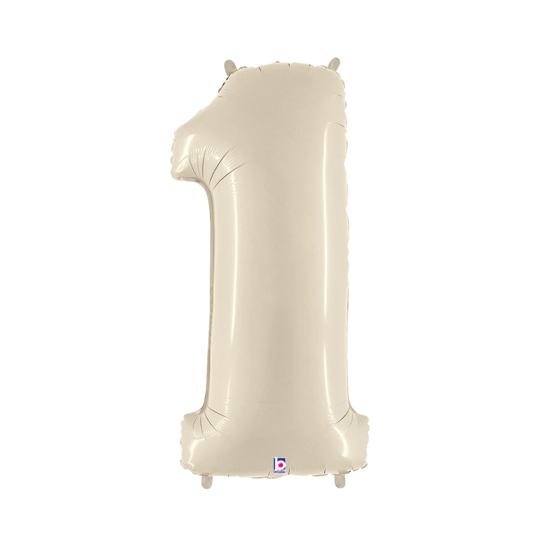 (Uninflated) Sand White Foil Numbers 34" (Betallic)