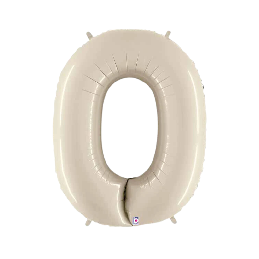 (Uninflated) Sand White Foil Numbers 34" (Betallic)