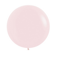 Single light pink balloon on a white background