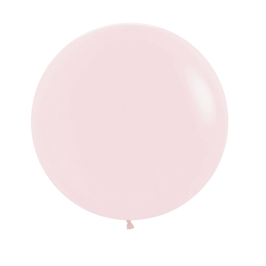 Single light pink balloon on a white background