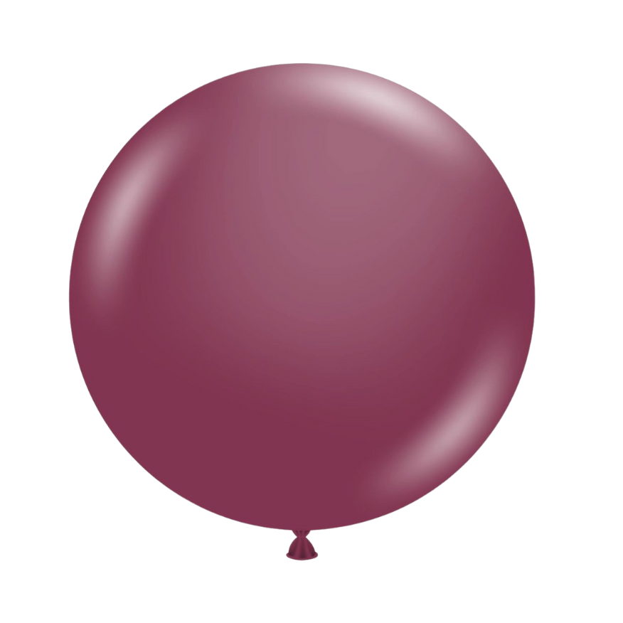 Single burgundy balloon on a white background