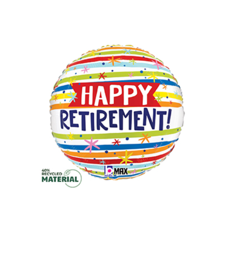 Betallic Balloons RETIREMENT STRIPES 18" RND