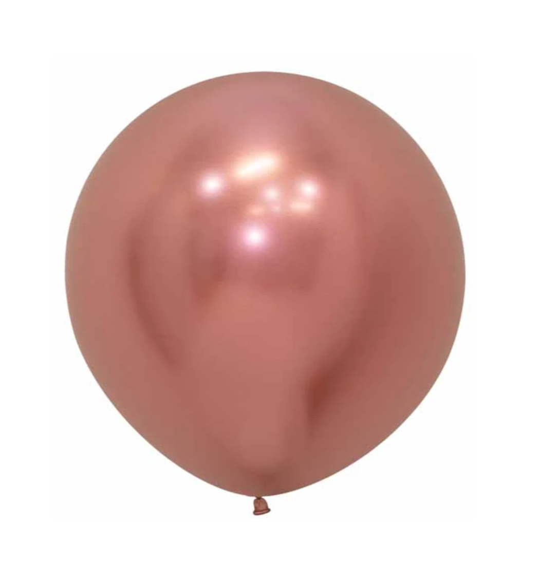 Rose gold balloon on a white background
